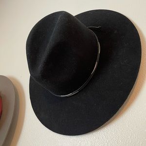 Gigi Pip Black Emma Wide Brim Fedora size 59